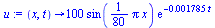 proc (x, t) options operator, arrow; `+`(`*`(100, `*`(sin(`+`(`*`(`/`(1, 80), `*`(Pi, `*`(x))))), `*`(exp(`+`(`-`(`*`(0.1785e-2, `*`(t))))))))) end proc