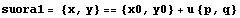 suora1 = {x, y} == {x0, y0} + u {p, q}