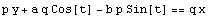 p y + a q Cos[t] - b p Sin[t] == q x