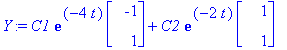 Y := C1*exp(-4*t)*Vector(%id = 18342900)+C2*exp(-2*t)*Vector(%id = 16652740)