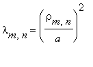 lambda[m,n] = (rho[m,n]/a)^2