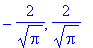 -2/Pi^(1/2), 2/Pi^(1/2)