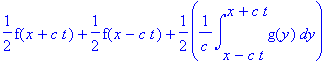 1/2*f(x+c*t)+1/2*f(x-c*t)+1/2*1/c*int(g(y),y = x-c*t .. x+c*t)