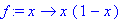 f := proc (x) options operator, arrow; x*(1-x) end proc