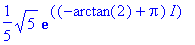 1/5*5^(1/2)*exp((-arctan(2)+Pi)*I)