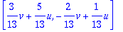 [3/13*v+5/13*u, -2/13*v+1/13*u]