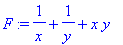 F := 1/x+1/y+x*y