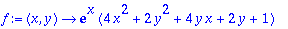 f := proc (x, y) options operator, arrow; exp(x)*(4...