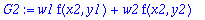 G2 := w1*f(x2,y1)+w2*f(x2,y2)