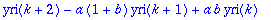 yri(k+2)-a*(1+b)*yri(k+1)+a*b*yri(k)