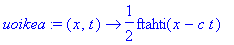 uoikea := proc (x, t) options operator, arrow; 1/2*ftahti(x-c*t) end proc