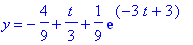 y = -4/9+1/3*t+1/9*exp(-3*t+3)