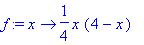 f := proc (x) options operator, arrow; 1/4*x*(4-x) end proc