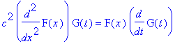 c^2*diff(F(x),`$`(x,2))*G(t) = F(x)*diff(G(t),t)
