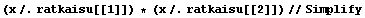 (x /. ratkaisu[[1]]) * (x /. ratkaisu[[2]]) // Simplify
