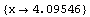 {x -> 4.09546169232966`}