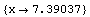 {x -> 7.390369571335114`}