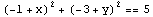 (-1 + x)^2 + (-3 + y)^2 == 5