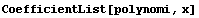 CoefficientList[polynomi, x]