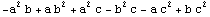 -a^2 b + a b^2 + a^2 c - b^2 c - a c^2 + b c^2
