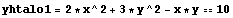 yhtalo1 = 2 * x^2 + 3 * y^2 - x * y == 10