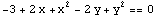 -3 + 2 x + x^2 - 2 y + y^2 == 0